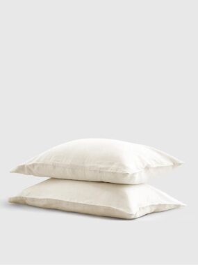 NWOT QUINCE European Linen Pillowcase Set King Ivory 7979